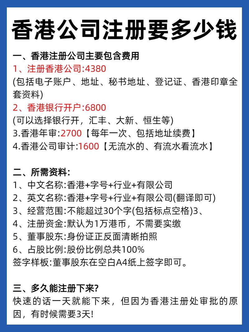 注册香港公司收费情况