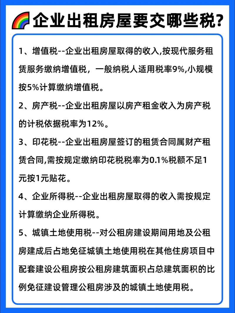 公司房屋出租要交哪些税