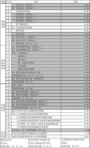 所得税年报要填哪些表