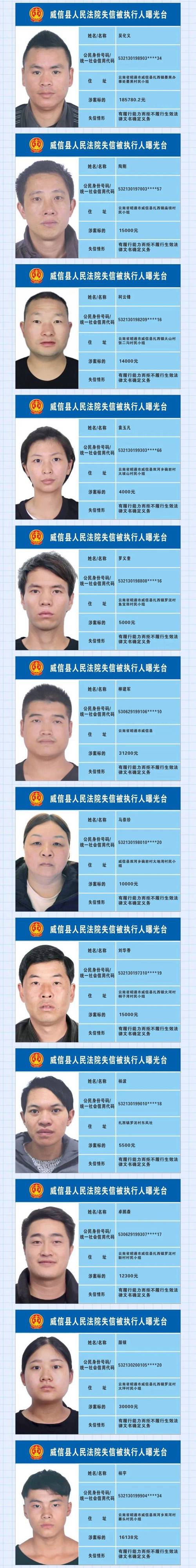 云南执行人信息查询官网