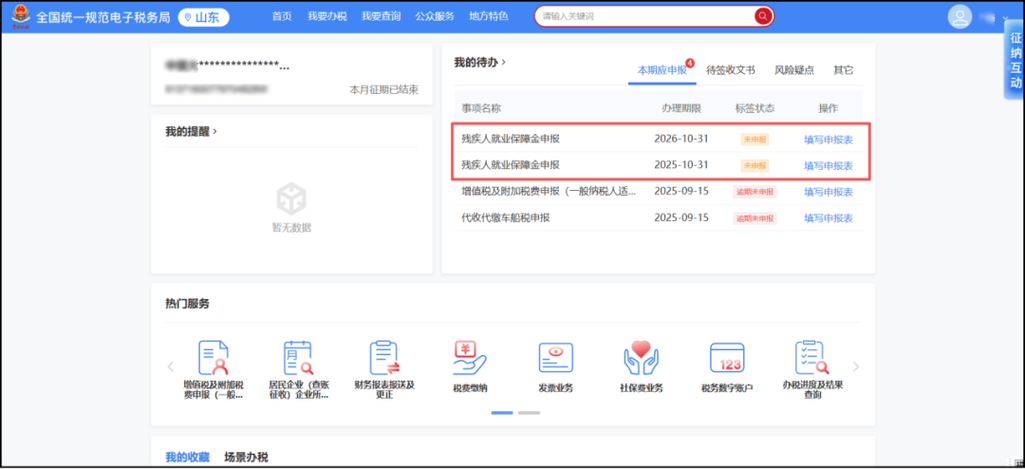 山东省税务局网上报税平台