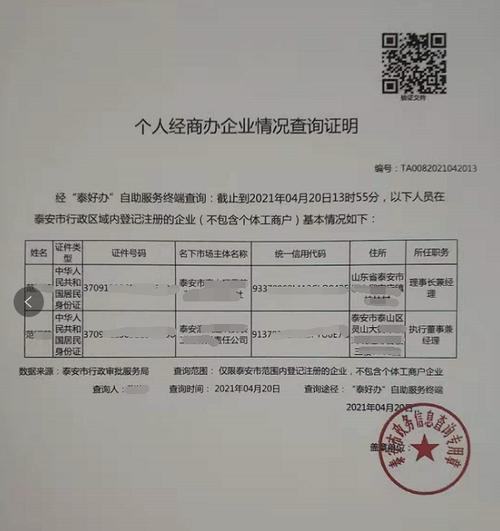 中国个体工商户信息查询