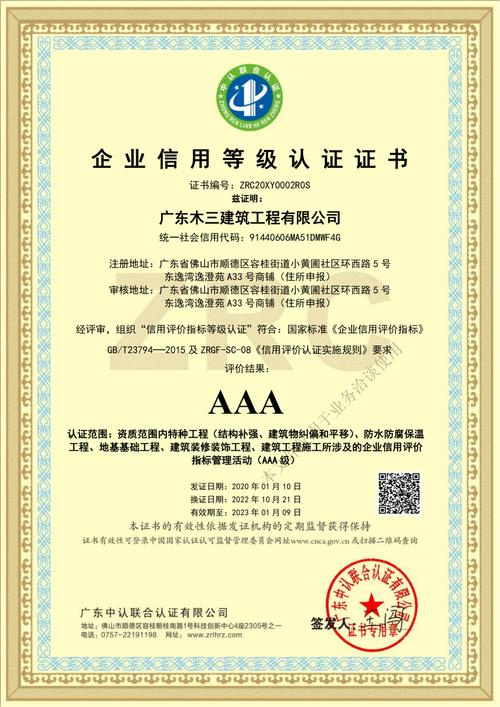 工商企业信用aaa级