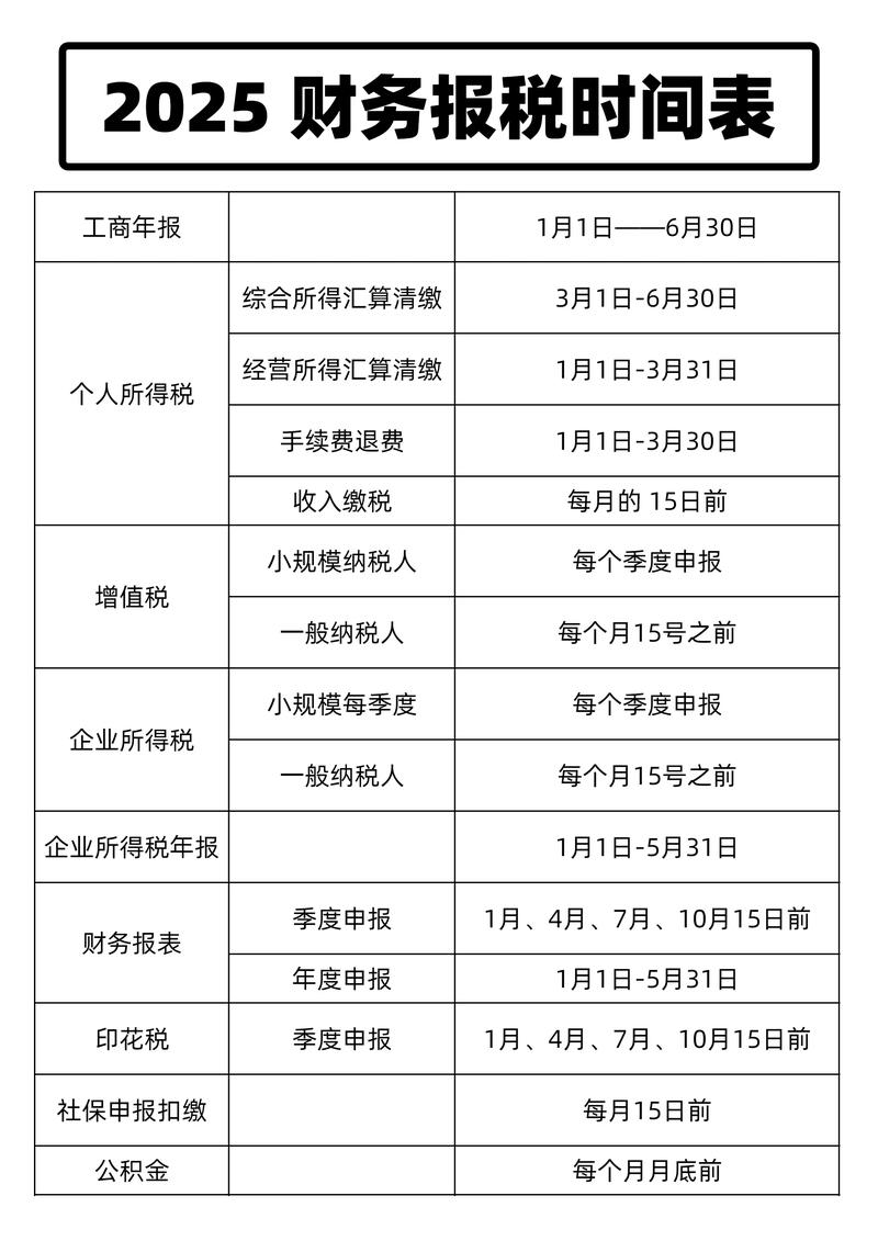 2025年税务申报时间