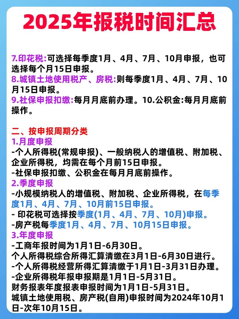 2025年税务申报时间