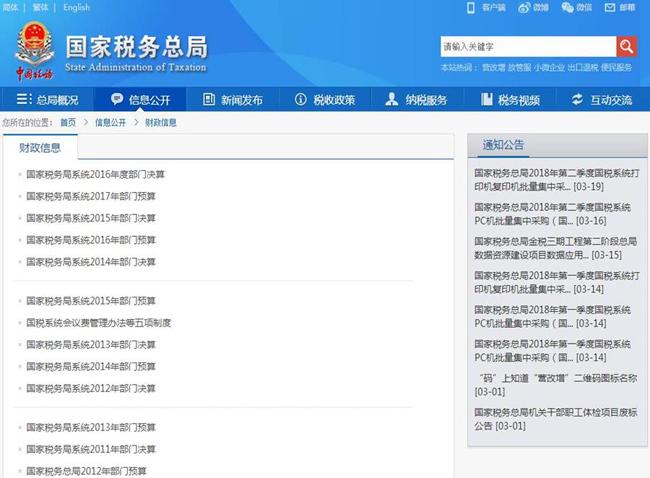 国家税务总局的网站首页