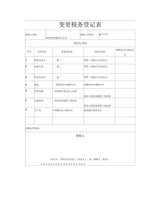变更税务社保缴费登记表