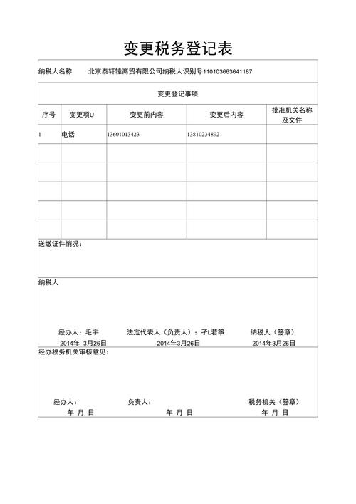 变更税务登记证所需资料
