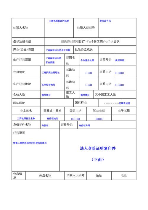 国家税务局税务登记表